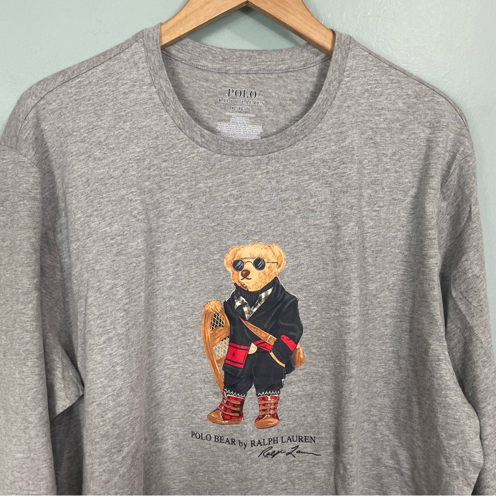 Polo Ralph Lauren Bear Special Edition Long Sleeve Shirt Pullover Gray Men XL - Picture 2 of 8